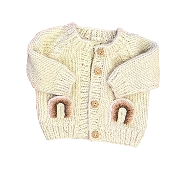 Huggalug | Cream Rainbow Knit Cardigan | 12-18m