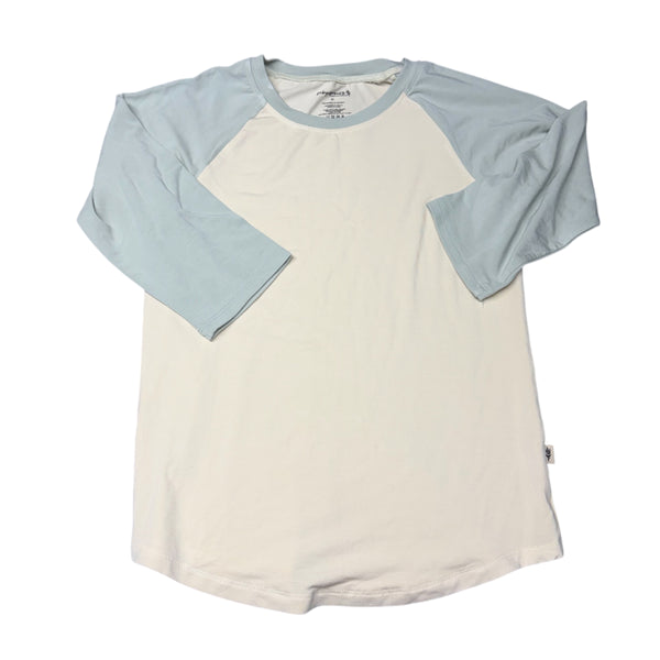 Baby Sprouts | Bamboo Baby Blue + Cream Baseball Tee | 8T