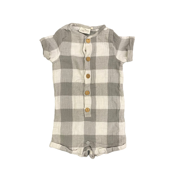 City Mouse | Checkered Romper | 12-18m