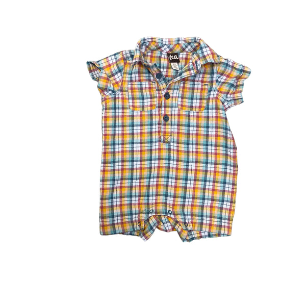 Tea | Plaid Romper | 3-6m