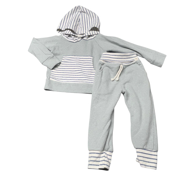 Lulu + Roo | Light Green + Striped Hoodie + Joggers Set | 18-24