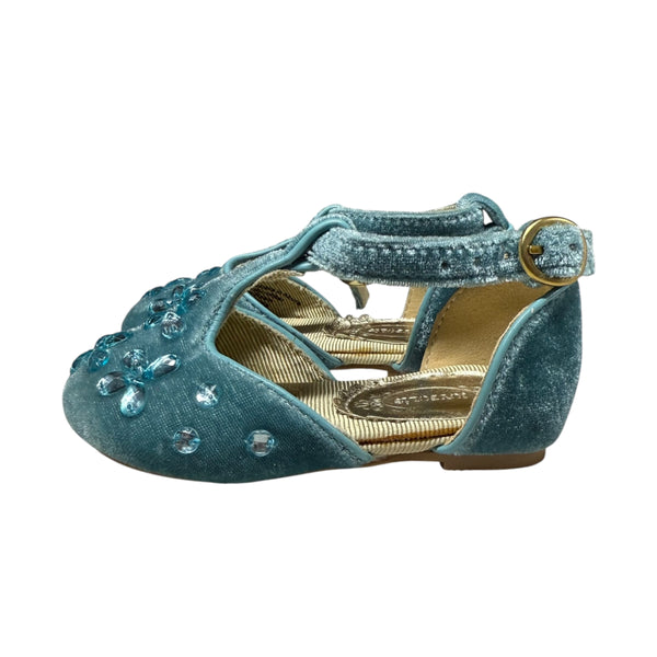 Joyfolie | Teal Velvet Shoes | 4 Infant