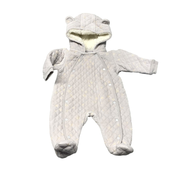 Nordstrom | Fleece Lined Gray Snowflake Bunting | 3 Months