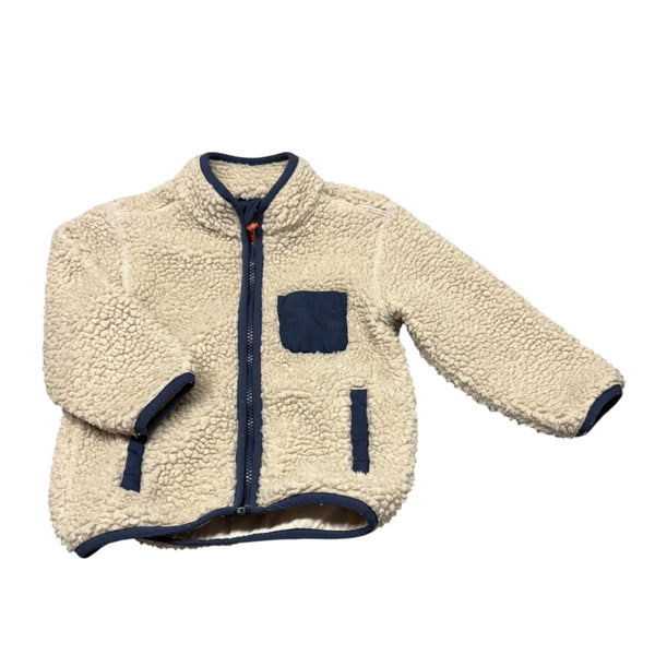 Cuddly Cozy | Cream & Navy Sherpa Jacket | 2T
