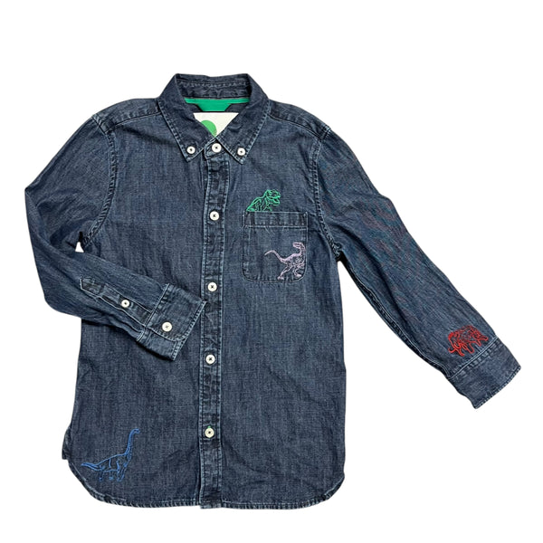 Boden | Denim Dino Shirt | 6-7