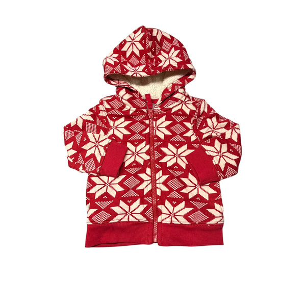 Hanna Andersson | Red Snowflake Fleece Lined Jacket | 12-18 mos