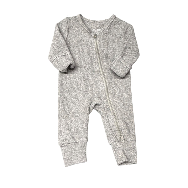 Little Bipsy | Gray Ribbed Footie Pajamas | NB