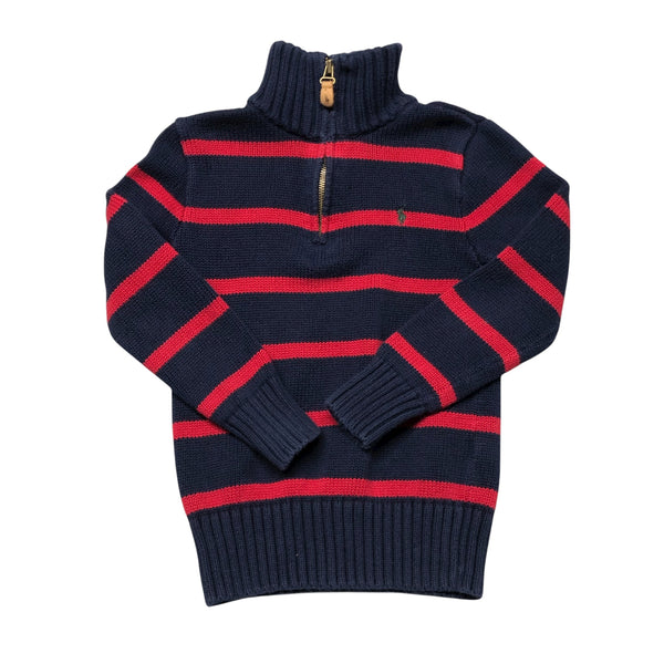 Polo by Ralph Lauren | Striped 1/4 Zip Knit Sweater | 6