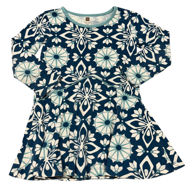 Tea | Blue Long Sleeve Dress | 4t