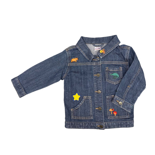 Hanna Andersson | Embroidered Patches Denim Jacket | 2t