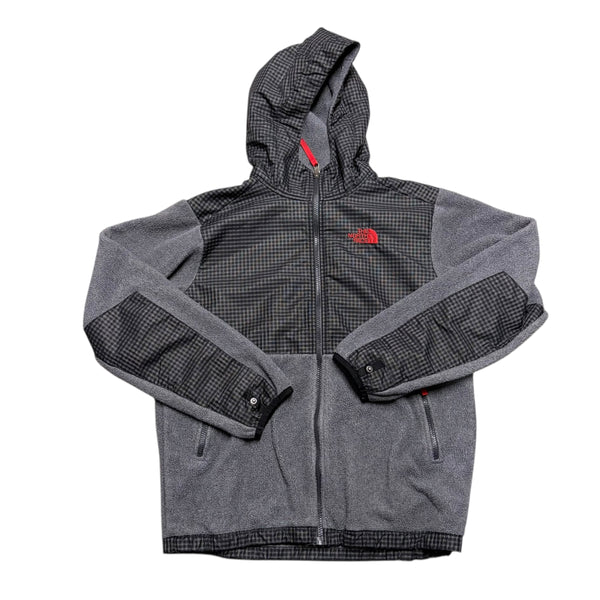 North Face | Gray + Black Plaid Fleece Jacket | XL (18/20)