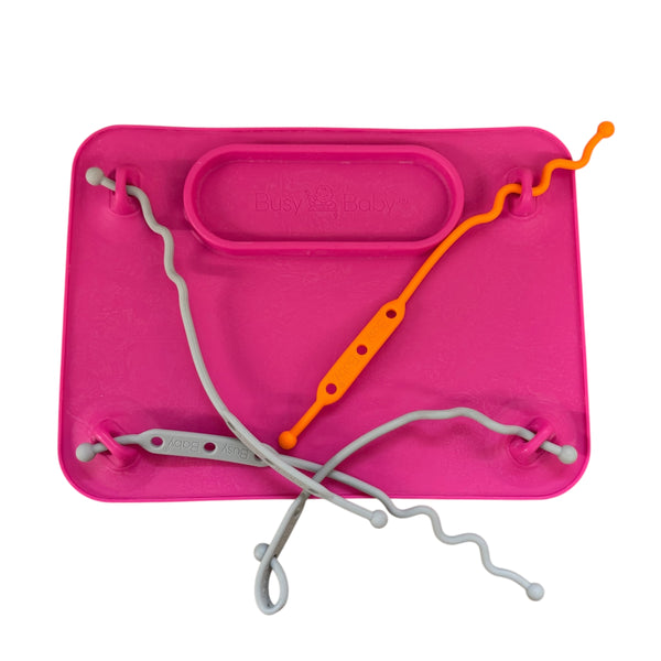 Busy Baby | Pink Silicone Placemat & Utensil Straps