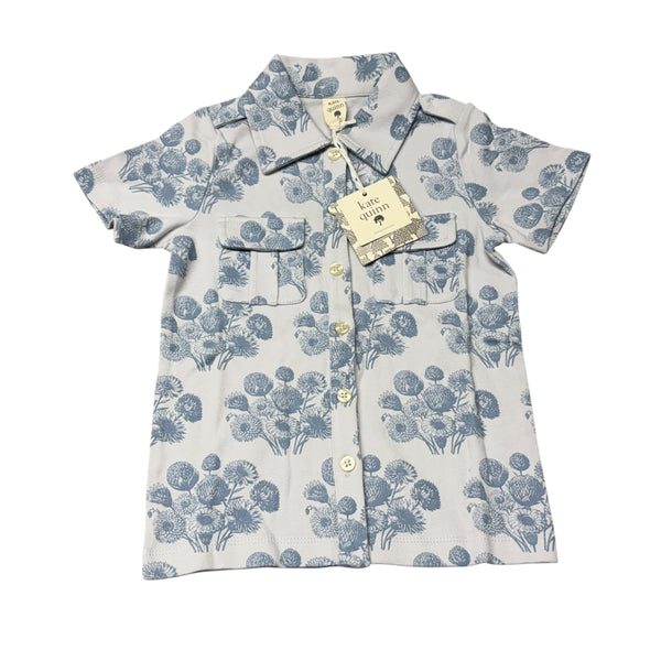 Kate Quinn | Blue Floral Patter Button Up Shirt | 3T NWT