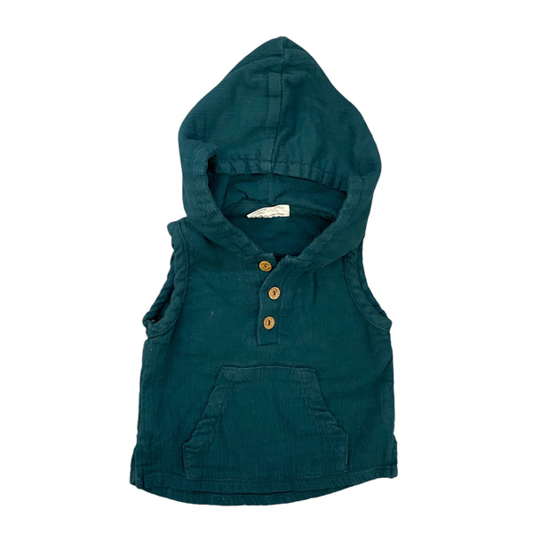 City Mouse | Crinkle Cotton Hooded Shirt | 3-6m