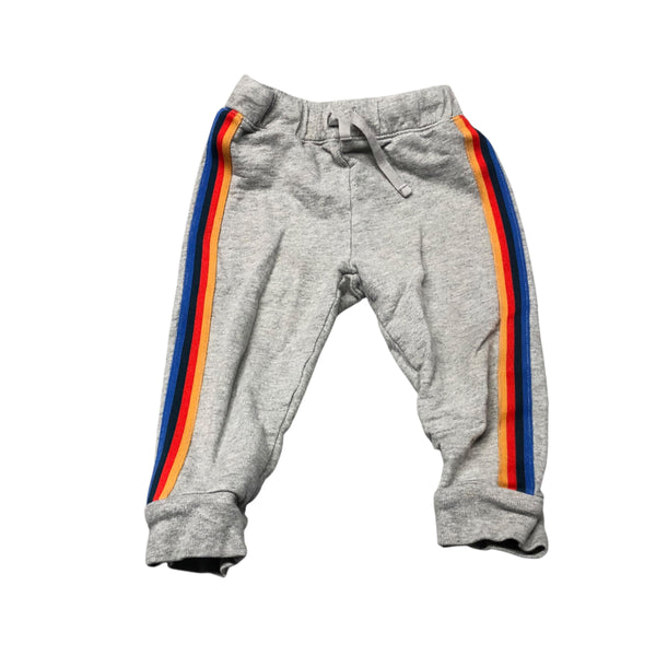 Tea | Gray Sweatpants With Rainbow Stripes | 18-24 months