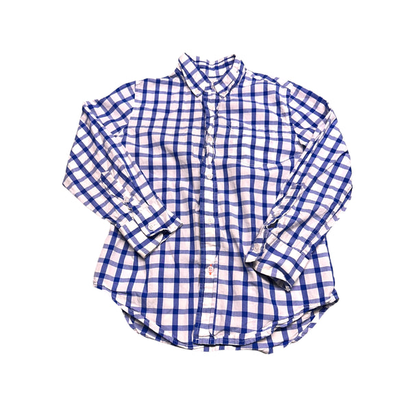 Crewcuts Everyday | Blue + White Plaid Button Up Shirt | 6-7