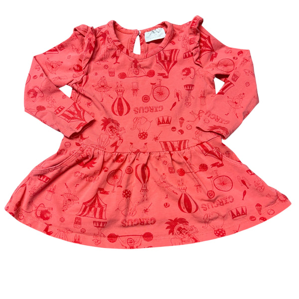 Rosie Pope | Salmon Circus Print Dress | 12m