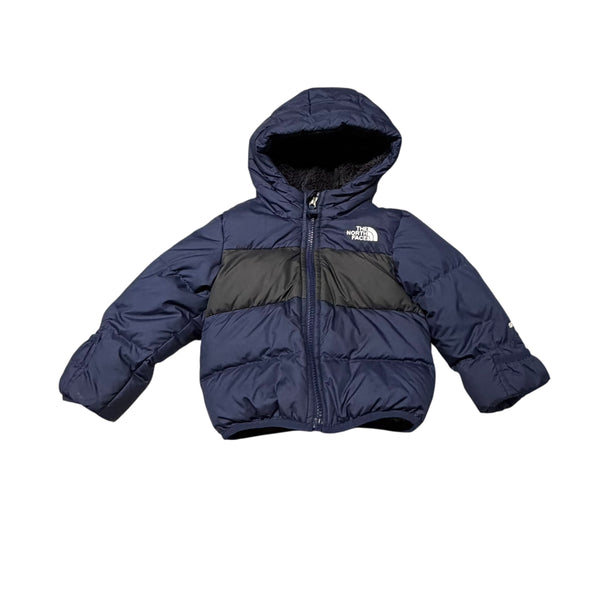North Face | Navy Blue + Black Fleece Lined Puffer Jacket | 12-18M