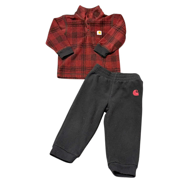 Carhartt | Red + Black Fleece Matching Set | 12M
