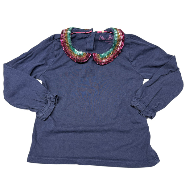 Boden | Sequin Collared Long Sleeve | 3-4t
