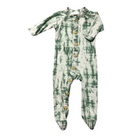 The Woods by Kate Quinn | Green Tie Dye Footy Pajamas | 0-3m