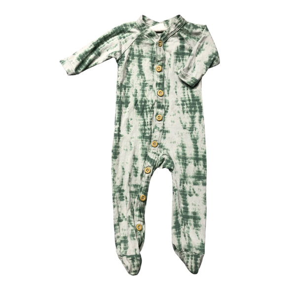 The Woods by Kate Quinn | Green Tie Dye Footy Pajamas | 0-3m