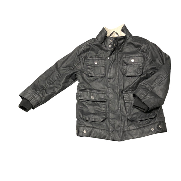 H&M | Black Fleece Lined Faux Leather Jacket | 4-5Y