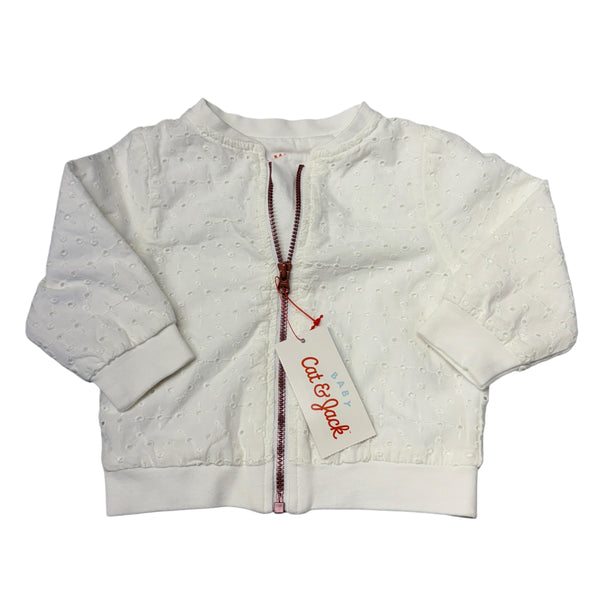 Cat & Jack | White Eyelet Bomber - New with Tags | 6-9m
