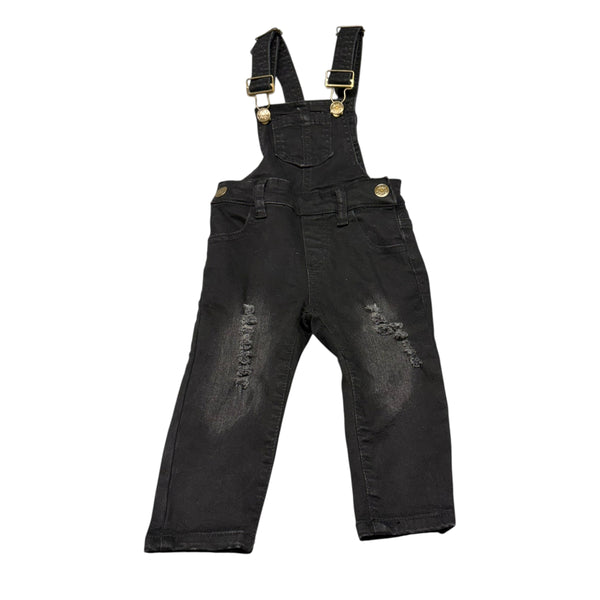 Little Bipsy | Distressed Black Overalls | 12-18M