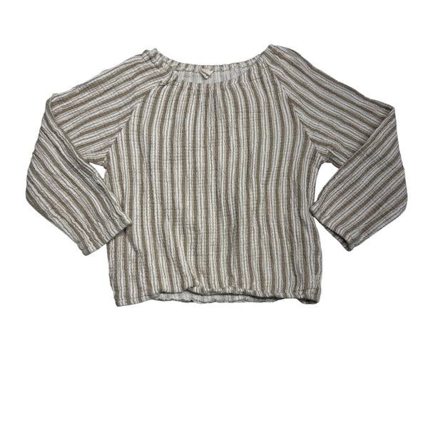 Quincy Mae | Tan and White Striped Longsleeve | 2-3