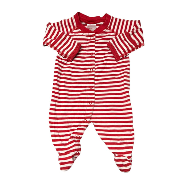 Hanna Andersson | Red + White Striped Footie Pajamas | 0-3 mos