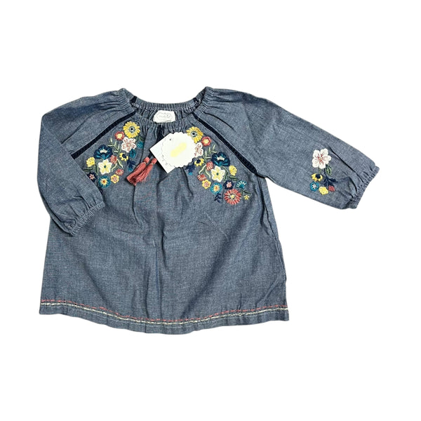 Mudpie | Embroidered Chambray Shirt | 3-6m | NEW