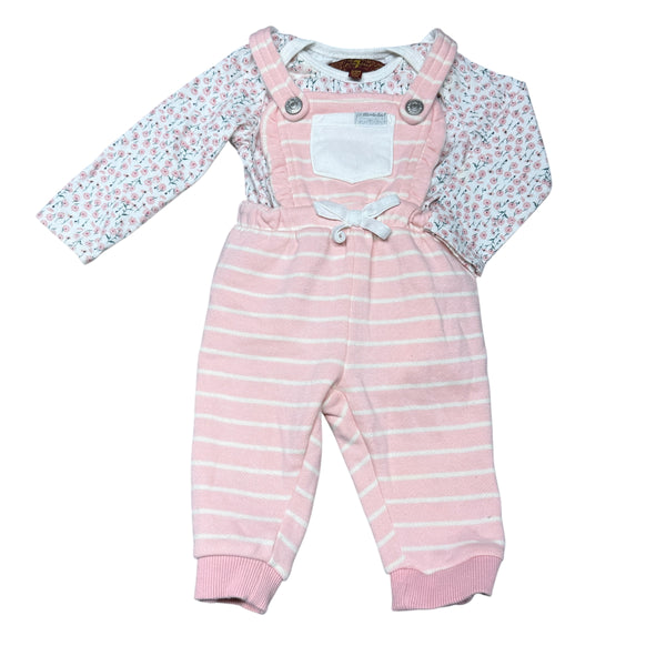 7 for All Mankind | Pink Striped Overall Set | 3-6m