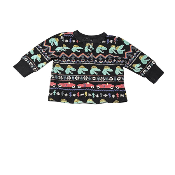 Hanna Andersson | Black Dino Waffle Knit Top | 12-18mos