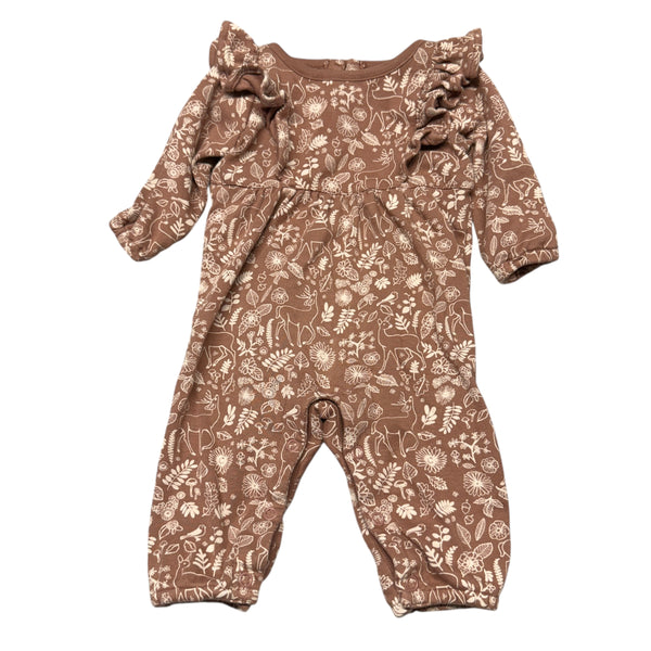 City Mouse | Brown Nature Print Playsuit | 0-3m
