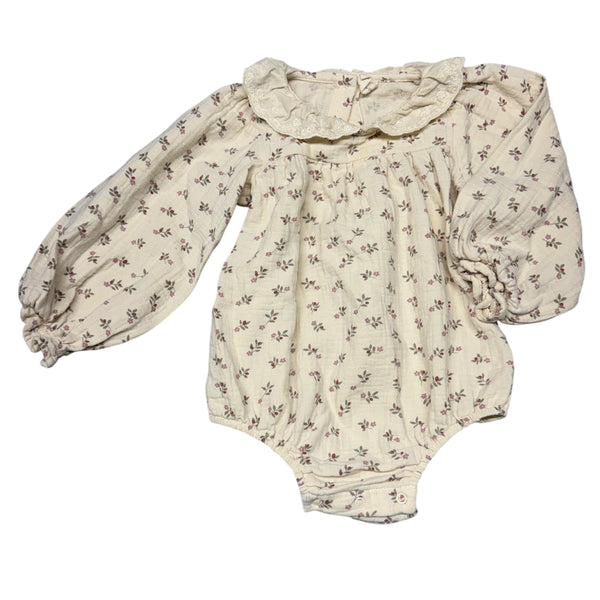 Quincy Mae | Collared Floral Long Sleeve Onesie | 12-18m