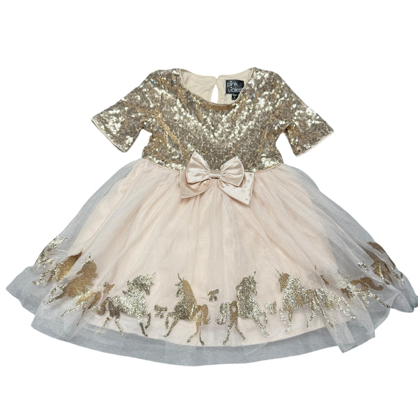 Pink & Violet | Sequin Unicorn Party Dress | 3t