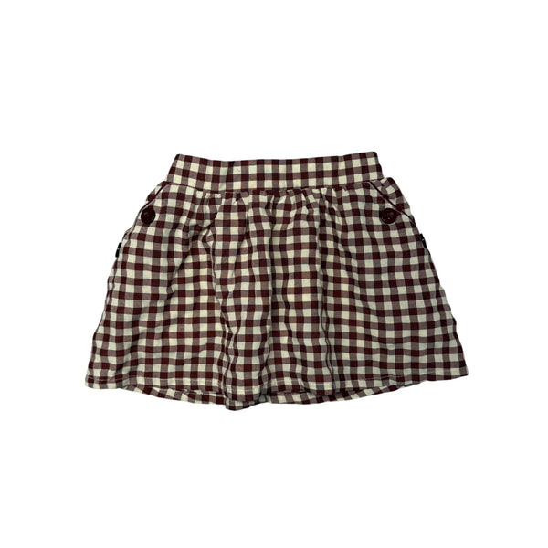 Maison Me | Cranberry & Cream Plaid Skirt | 2T