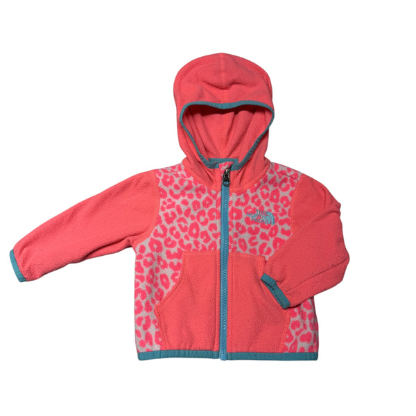 North Face | Bright Pink Leopard Fleece Hooded Jacket | 3-6m
