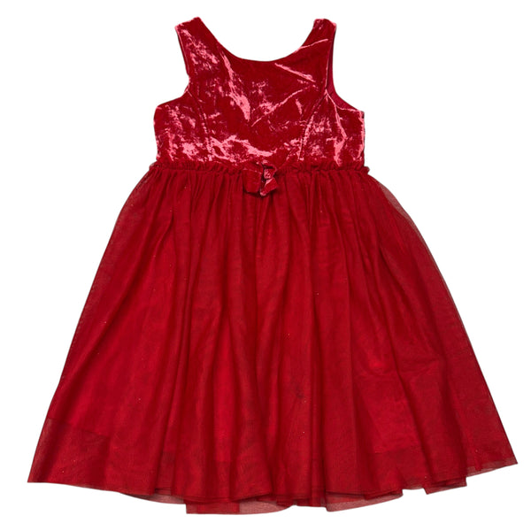 H&M | Red Crushed Velvet and Tulle Dress | 7-8