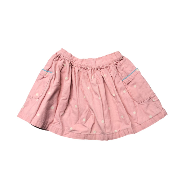 Boden | Pink Corduroy Polka Dot Skirt | 2-3