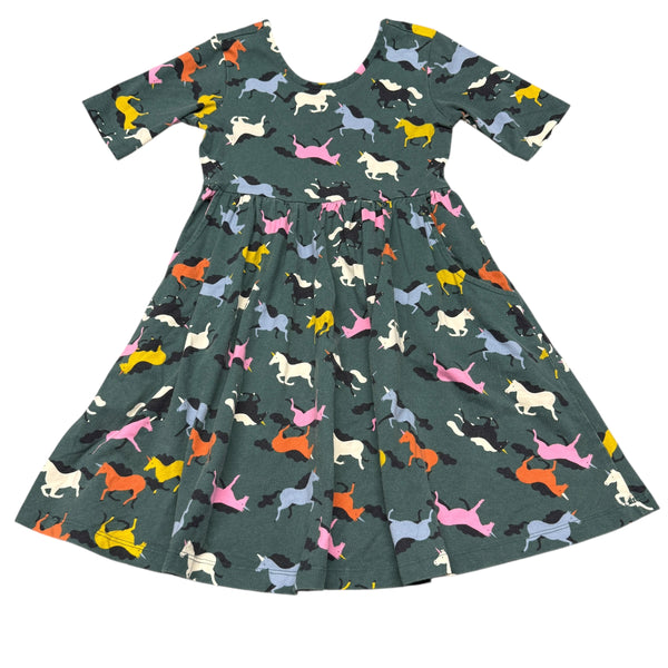 Hanna Andersson | Green Unicorn Skater Dress | 6-7