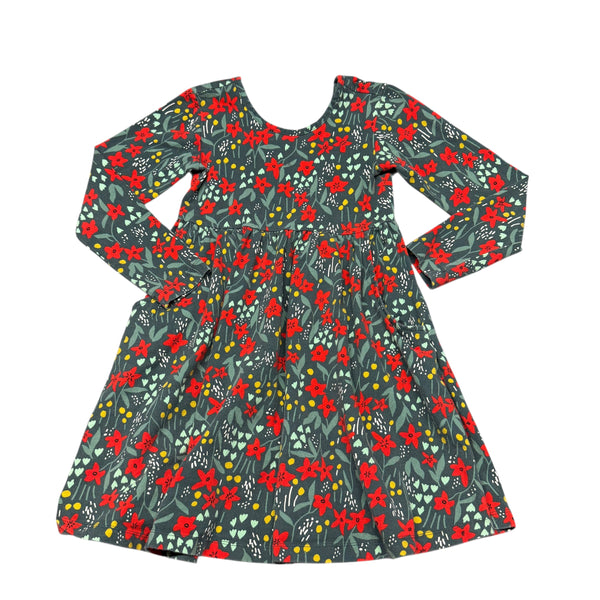 Hanna Andersson | Green Floral Long Sleeve Dress | 6-7