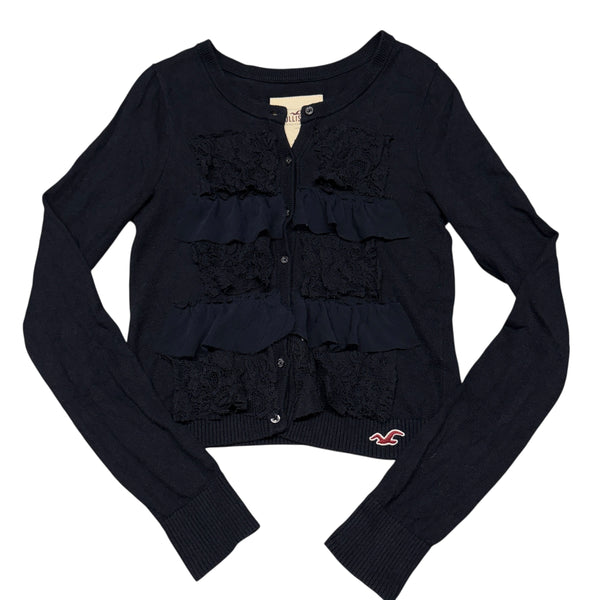 Hollister | Dark Blue Ruffles and Lace Cardigan | 14