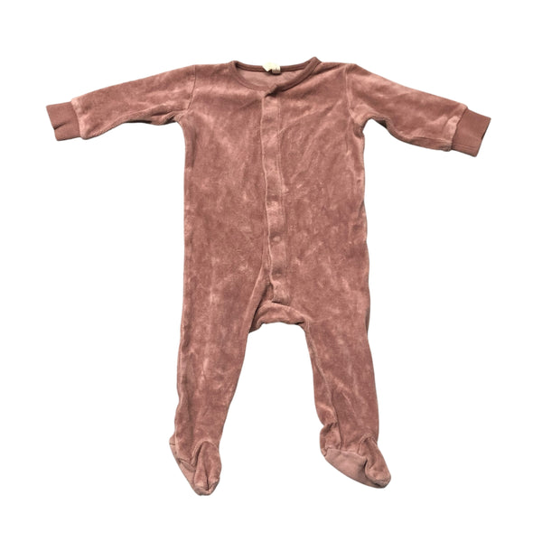 Quincy Mae | Pink Velour Footy Pajamas | 3-6m